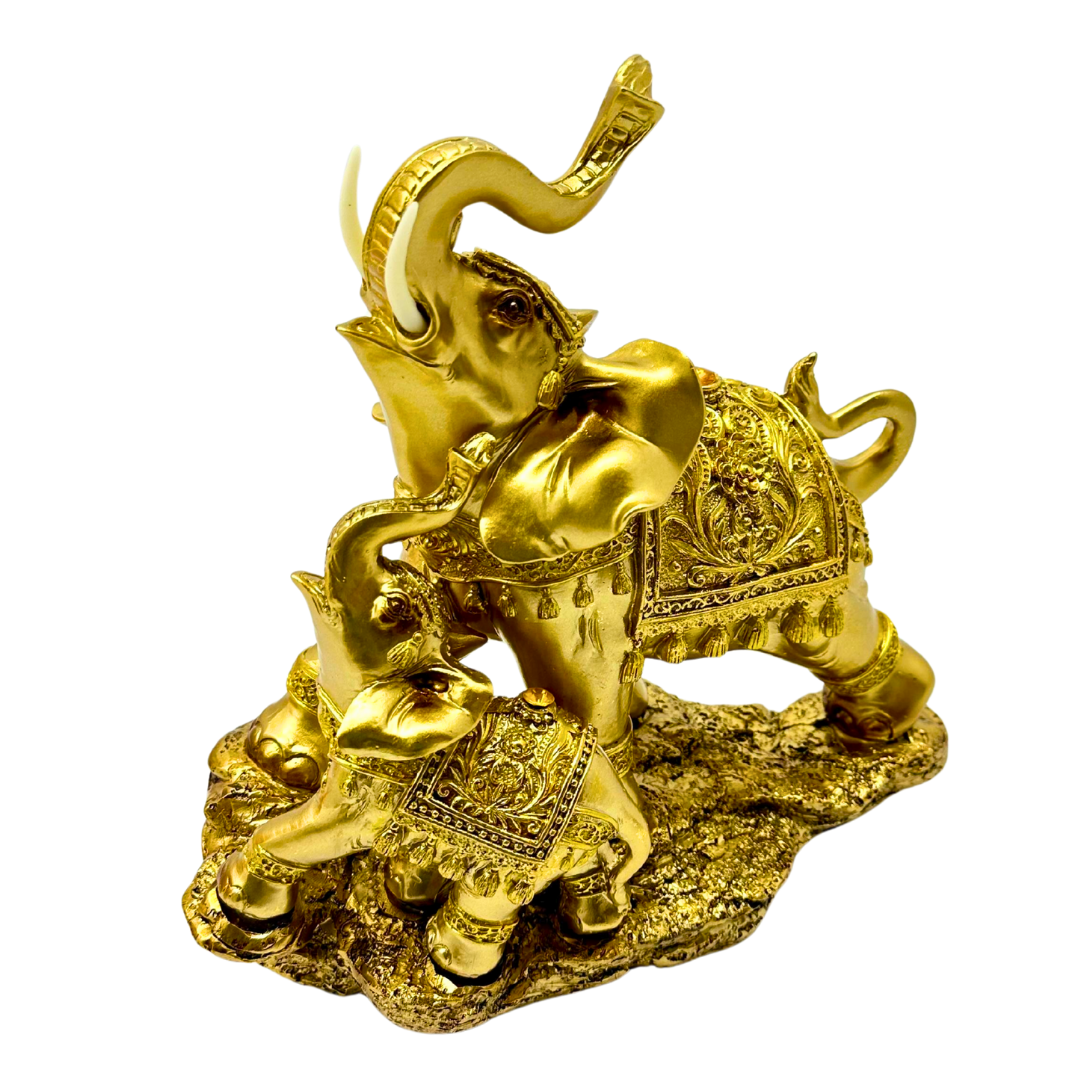 juego de elefantes - dorado en resina 26 x 25 cms Ref: SA2503-542