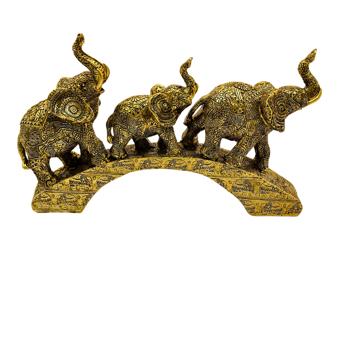 elefantes - color dorado en resina 31 x 19 cms Ref: SA1202-01