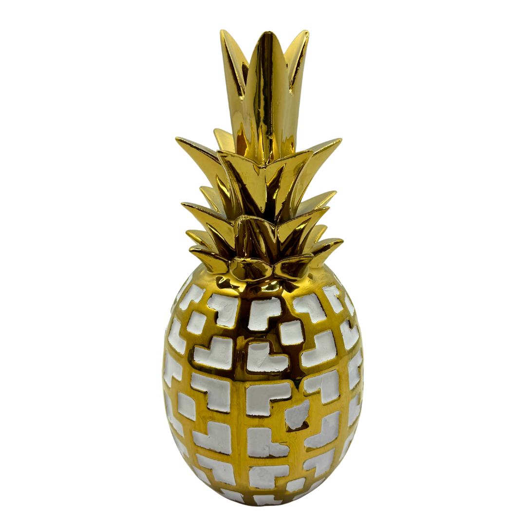 piña ceramica blanco dorado REF: SA1686