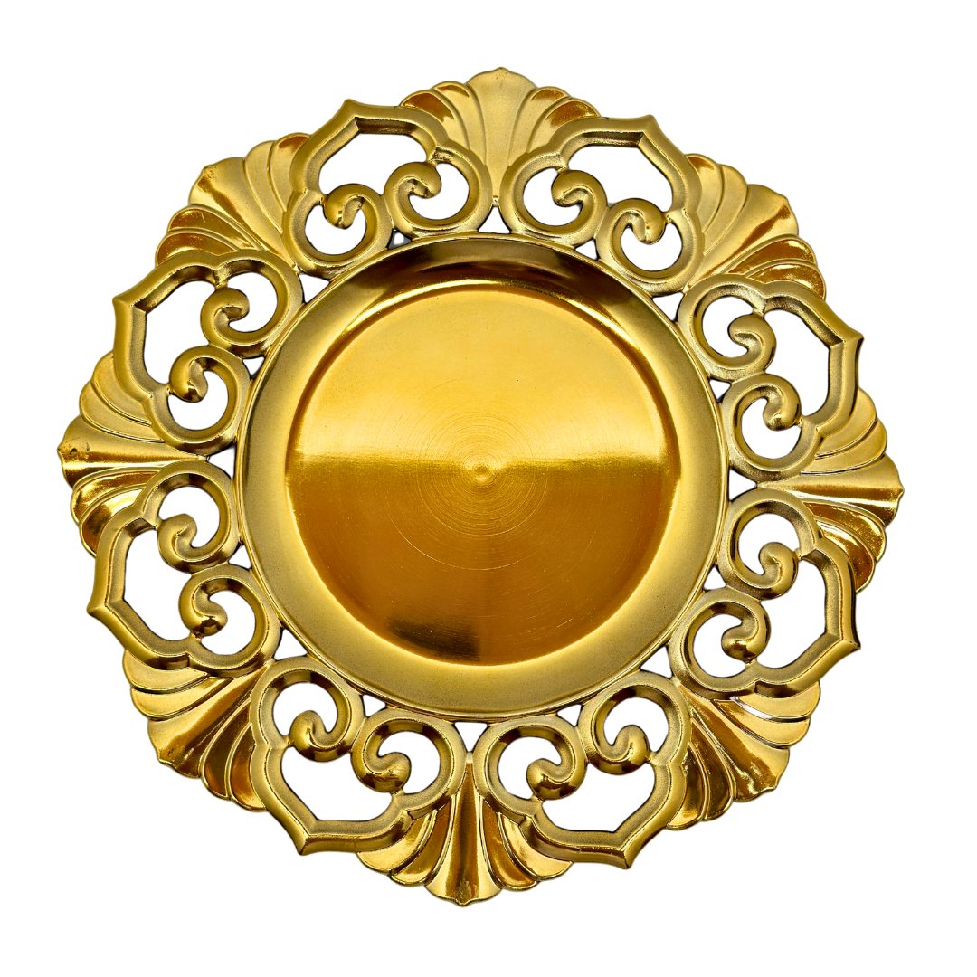 plato base decorativo plástico dorado 33 x 33 cms Ref: SA1209-10