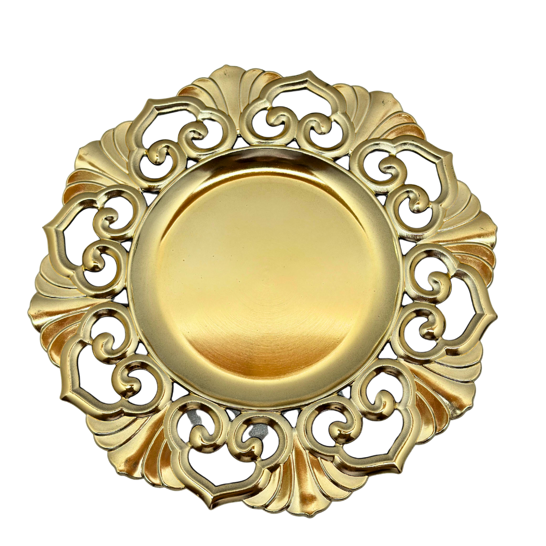 plato base decorativo plástico dorado 33 x 33 cms Ref: SA1209-12