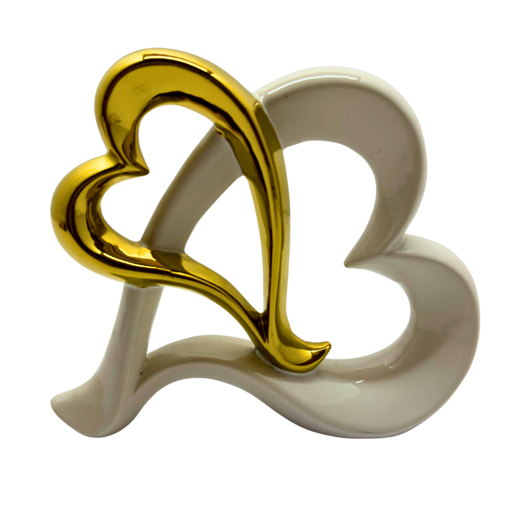 corazon centro de mesa blanco dorado - 19 cms x 22 cms SA2503-329