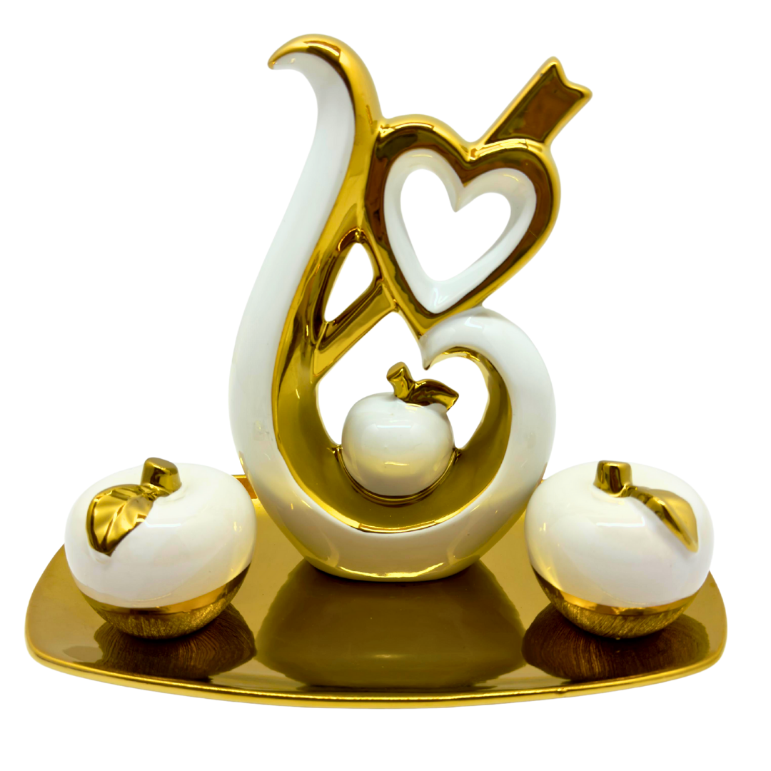 juego frutero centro de mesa color blanco dorado - 28 cms x 34 cms SA2503-339