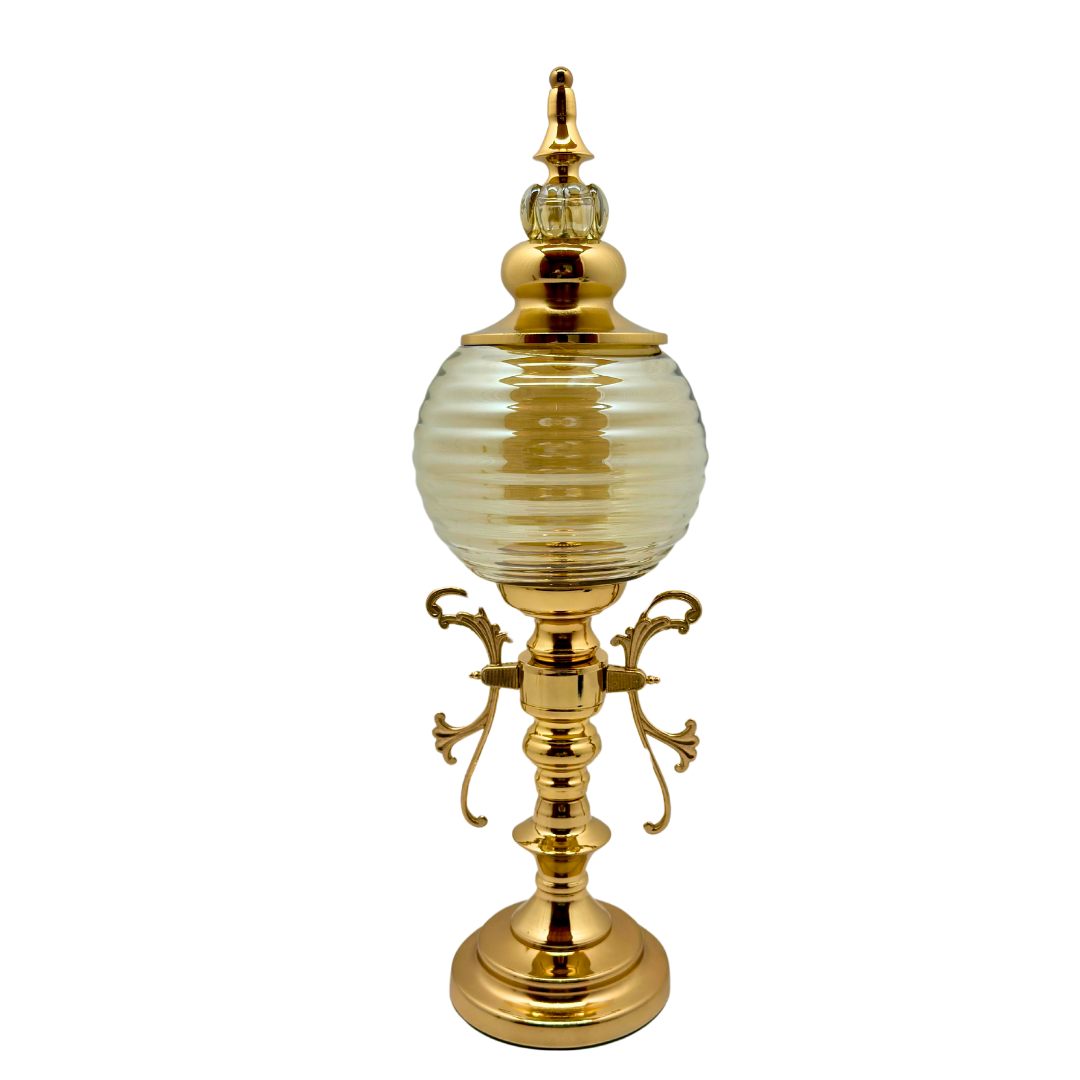 Candelabro decorativo en metal y vidrio (60 × 19 cm) – Ref. SA1674