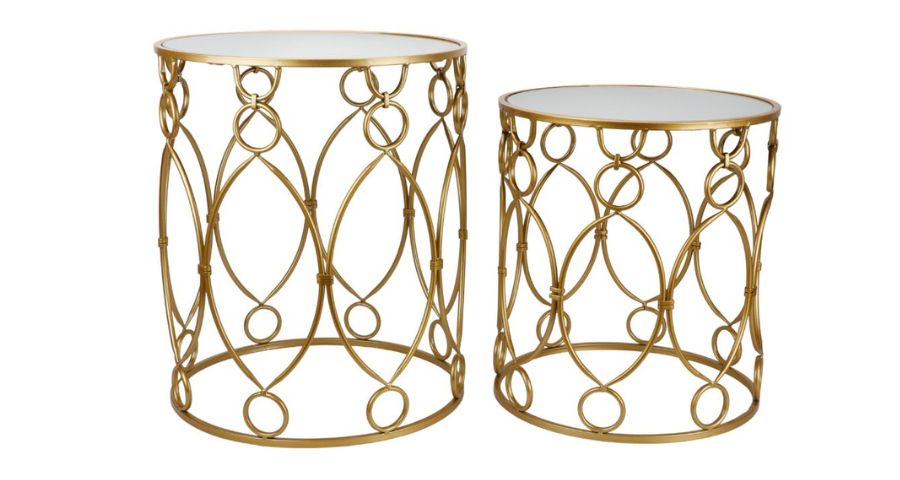 Mesa dorada y plateada con espejo para decoración de interiores