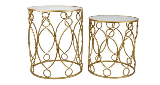 Mesa dorada y plateada con espejo para decoración de interiores