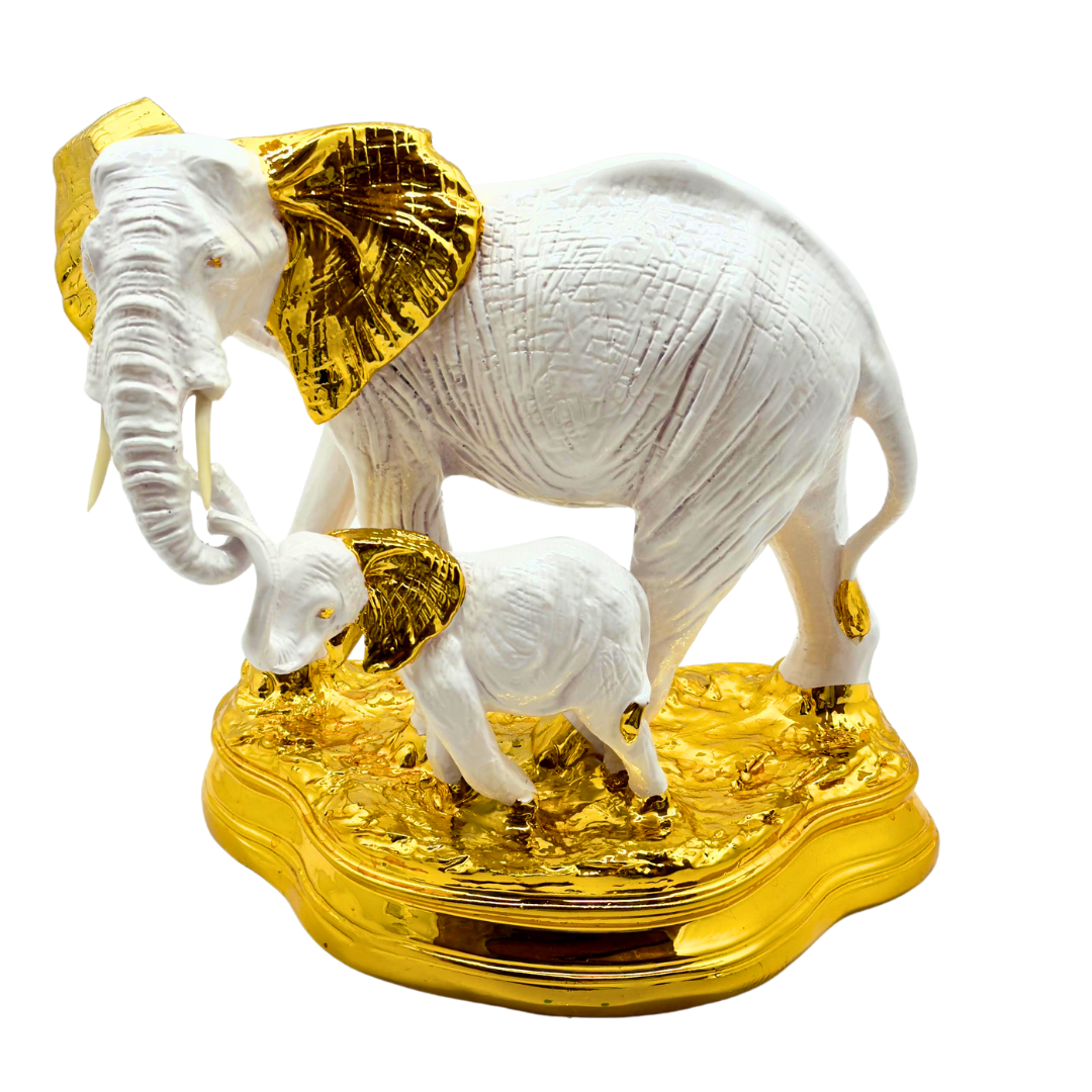 pareja de elefantes - blanco dorado en resina 35 x 28 cms Ref: SA2503-153