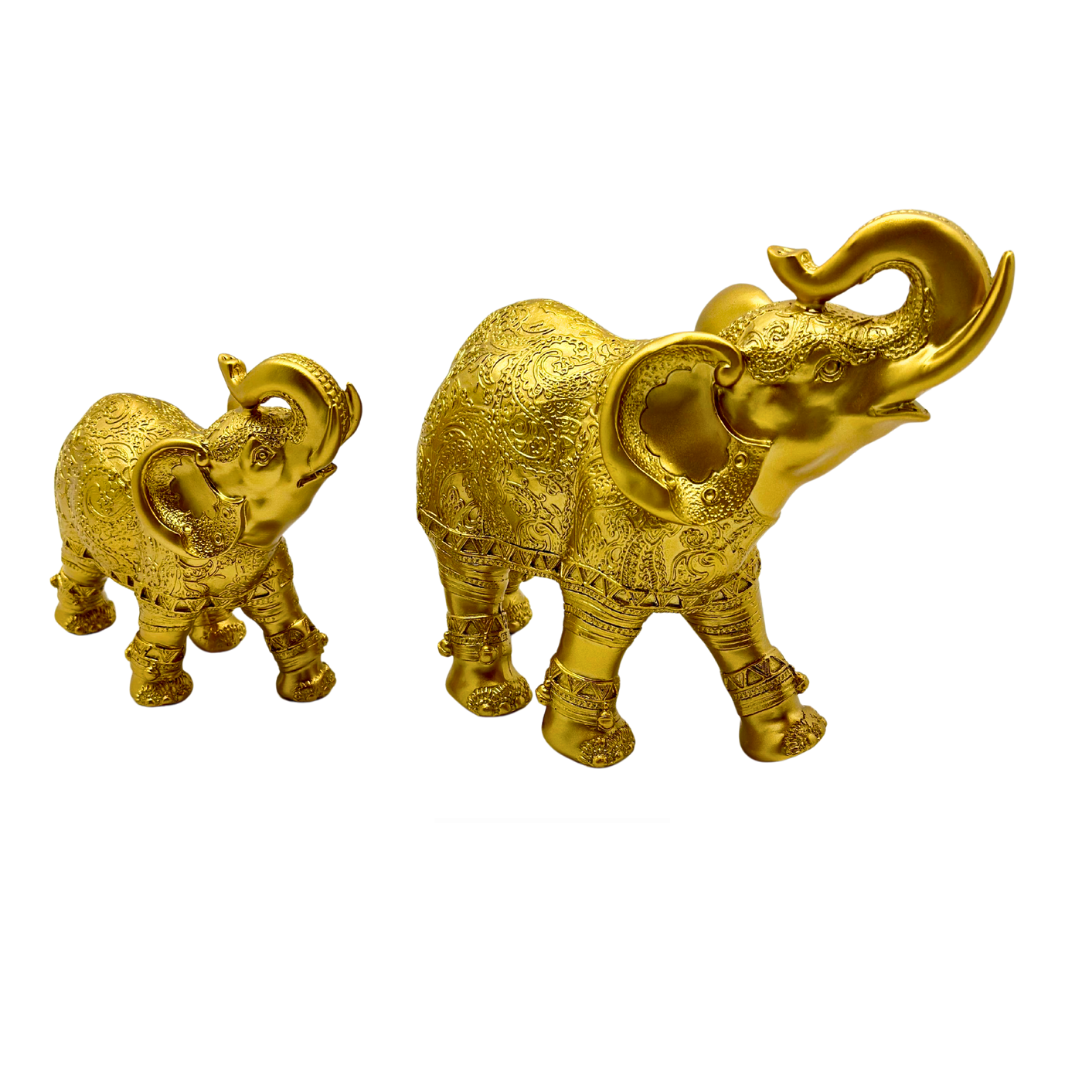 juego de elefantes - dorado en resina 24 x 23 cms Ref: SA1202-03