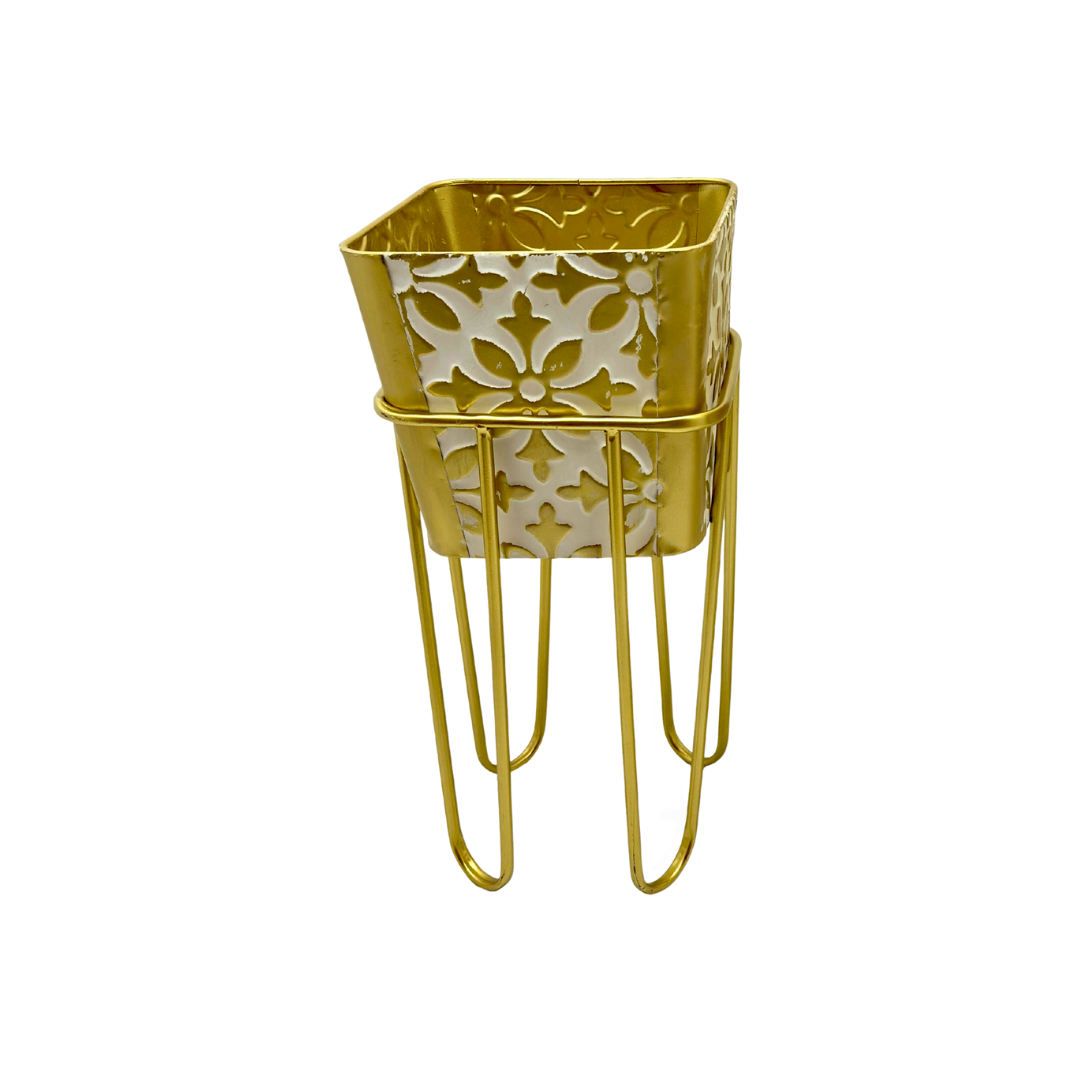 Matera metálica cuadrada pequeña con base – Ref. SA1434P