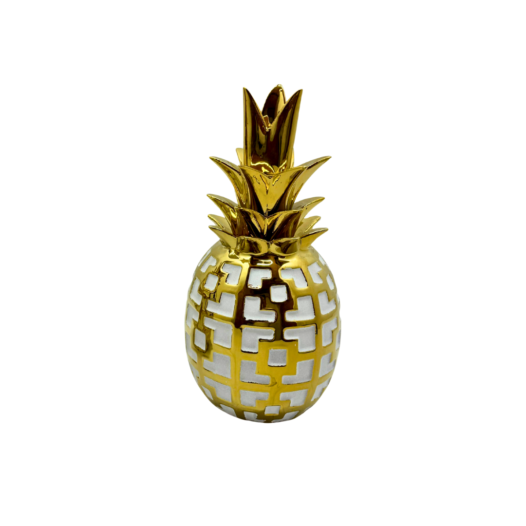piña ceramica blanco dorado REF: SA1688