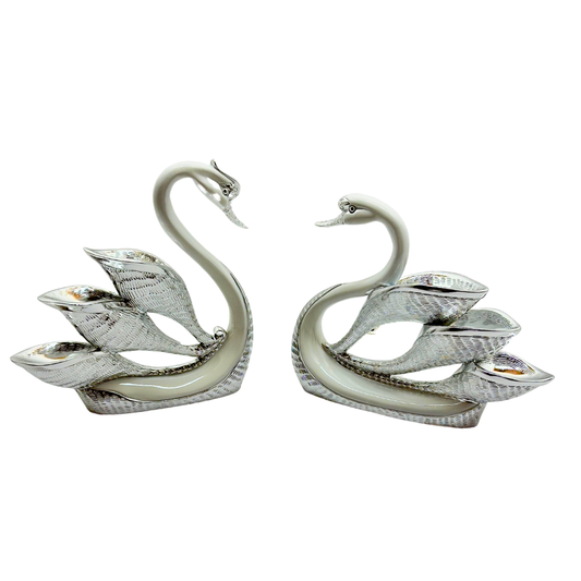 pareja de cisnes - color : plata - blanco 26 x 25 cms Ref: SA2028