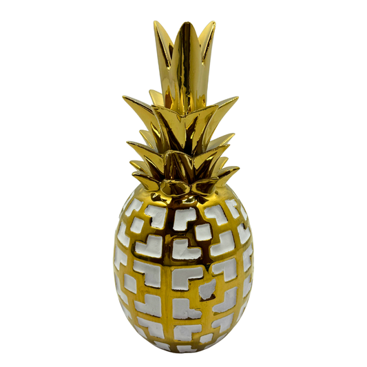 piña ceramica blanco dorado REF: SA1686