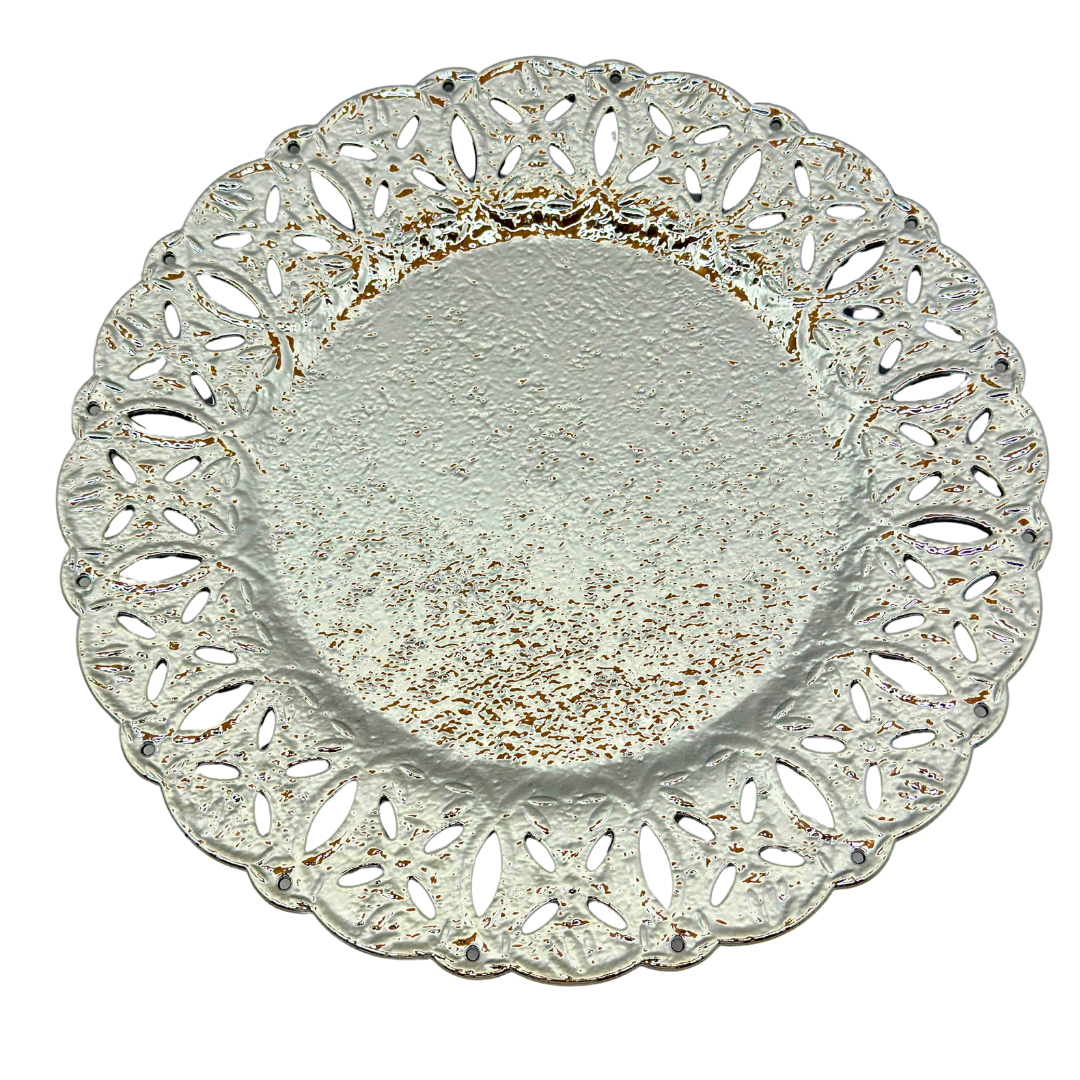plato base decorativo plástico plateado 33 x 33 cms Ref: SA1209-18
