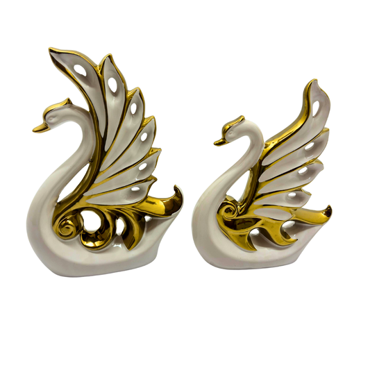 pareja de cisnes - blanco dorado 39 x 20 cms 26 x 20 cms Ref: SA2503-323