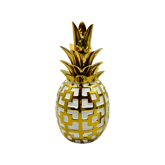 piña ceramica blanco dorado REF: SA1685