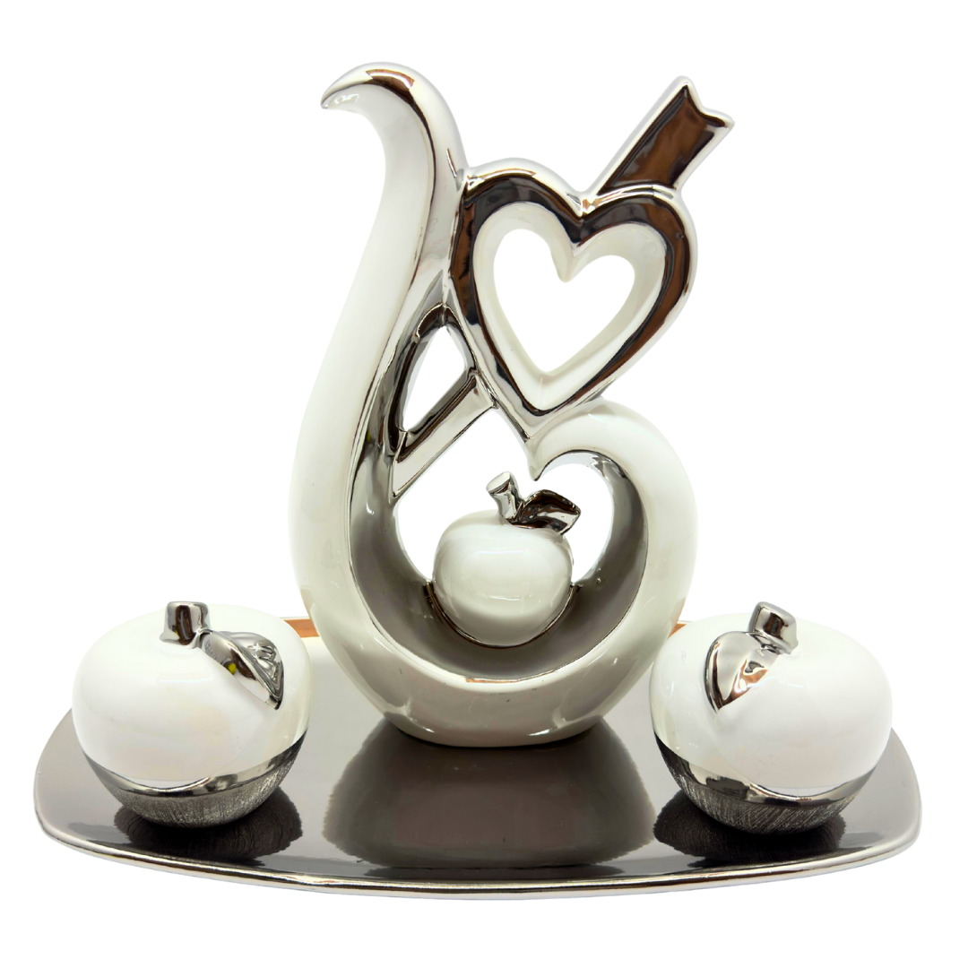 juego frutero blanco plateado - 28 cms x 34 cms SA2503-340