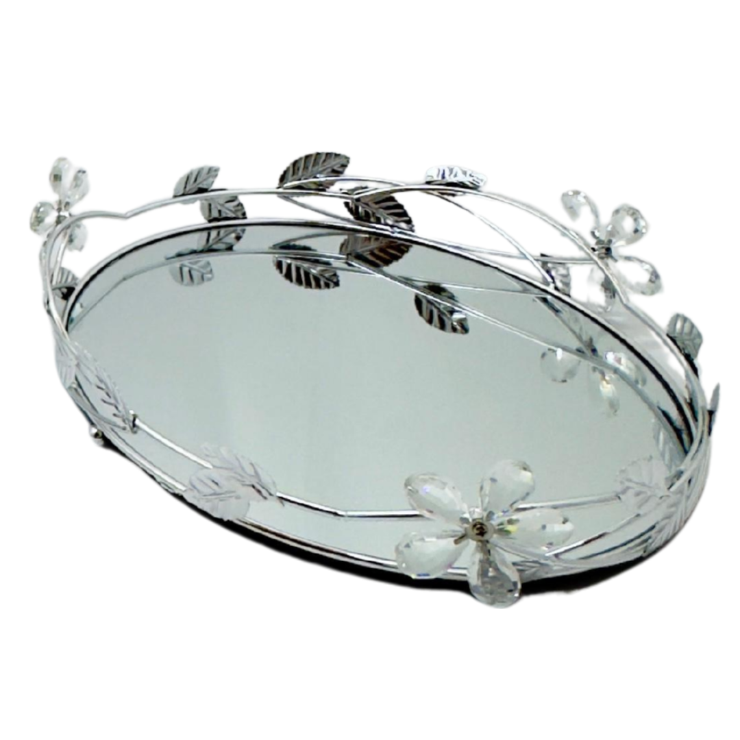 Bandeja con espejo grande plateada – Ref. SA2503-57G