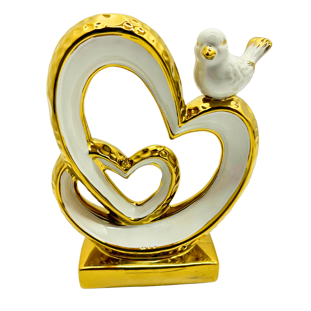 corazon centro de mesa blanco dorado - 27 cms x 21 cms SA2503-341