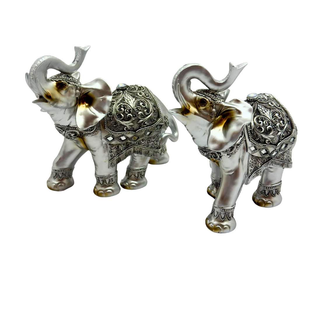 pareja de elefantes - plateado en resina 24 x 22 cms Ref: SA2503-544