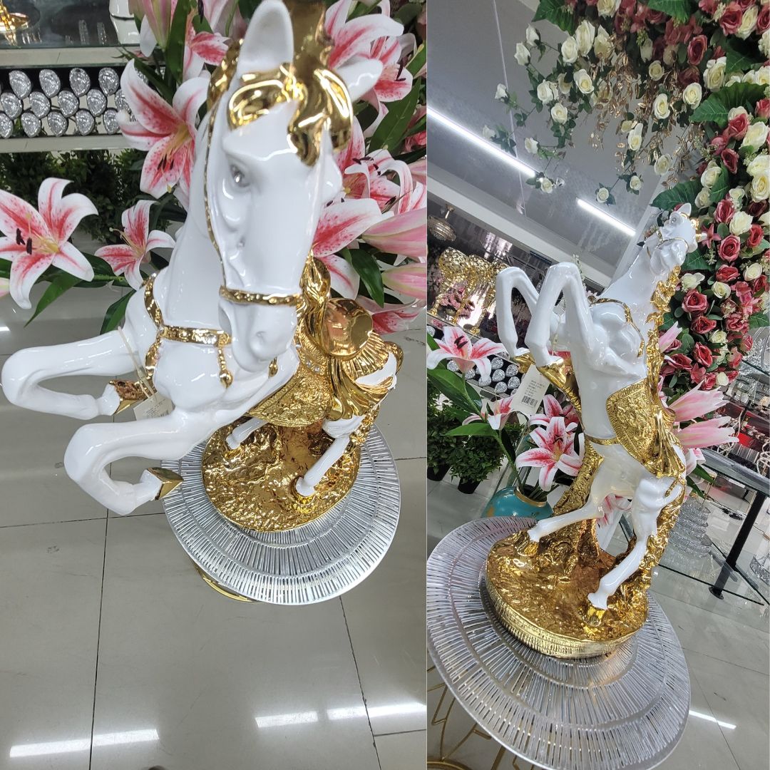 caballo blanco dorado 55 x 22 cms ref: US0321-43