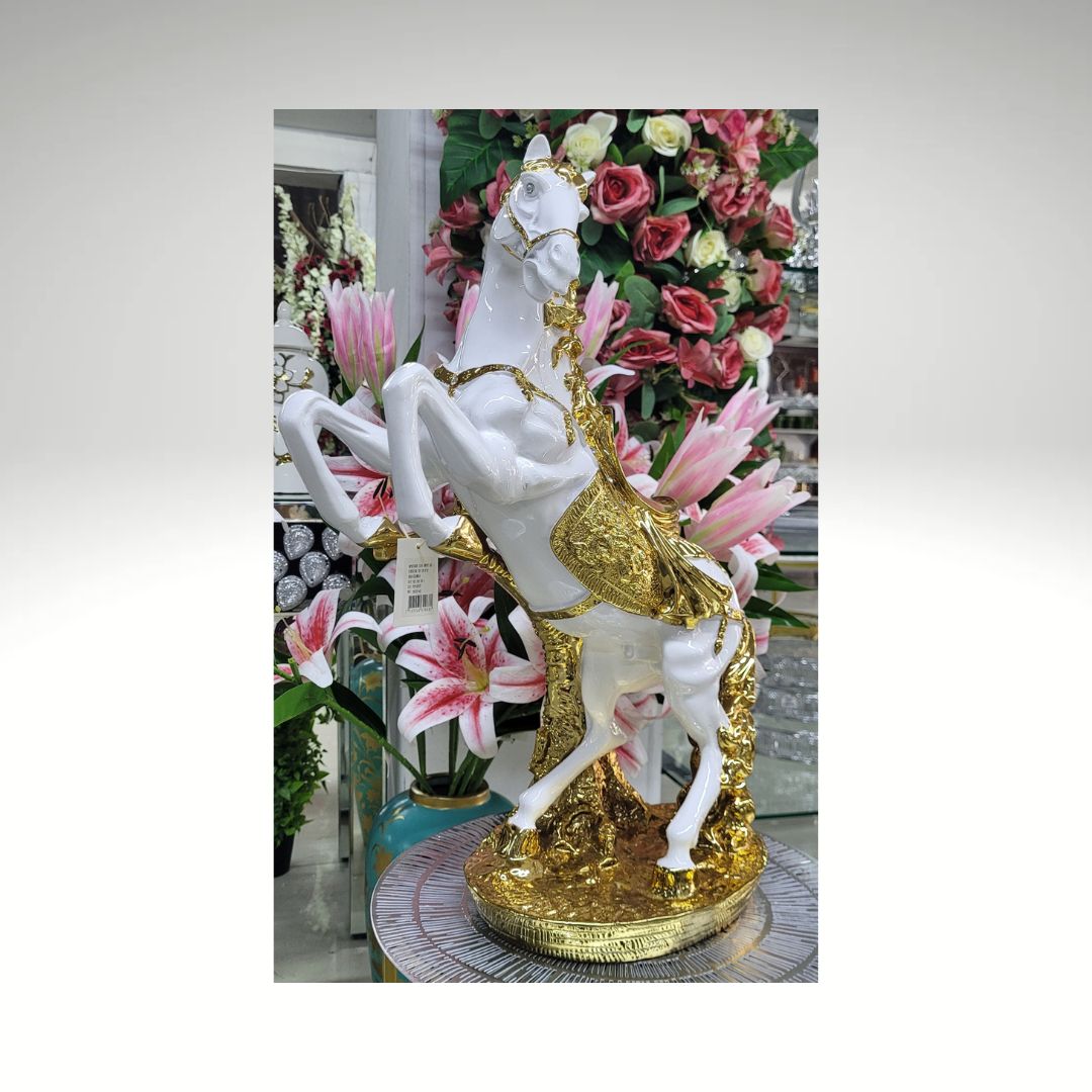 caballo blanco dorado 55 x 22 cms ref: US0321-43