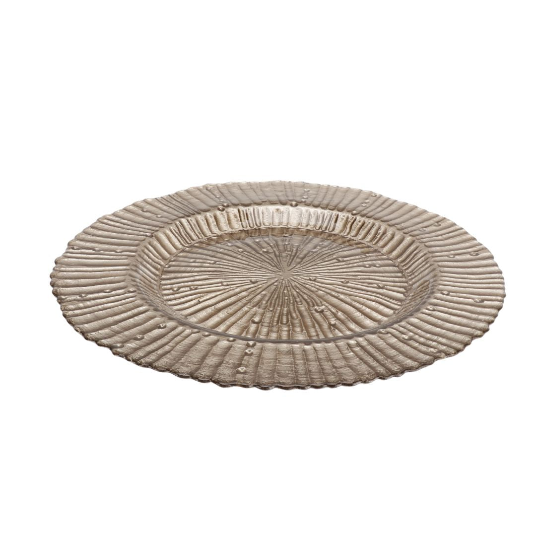 Plato de vidrio x 32.5 cms color dorado oscuro ref: US0322-133