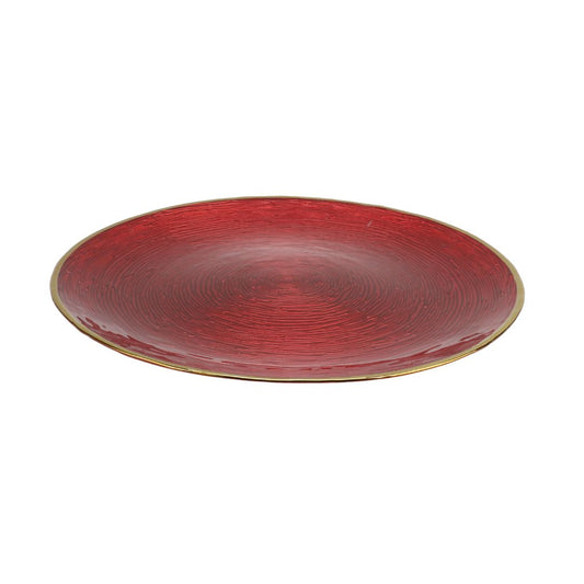 Plato de Vidrio Rojo Dorado de 32.5 cm ref: US0322-152