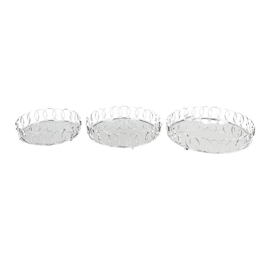 bandeja metálica plateada con espejo Unidad ref: JX-386S-G 36 cms de diámetro