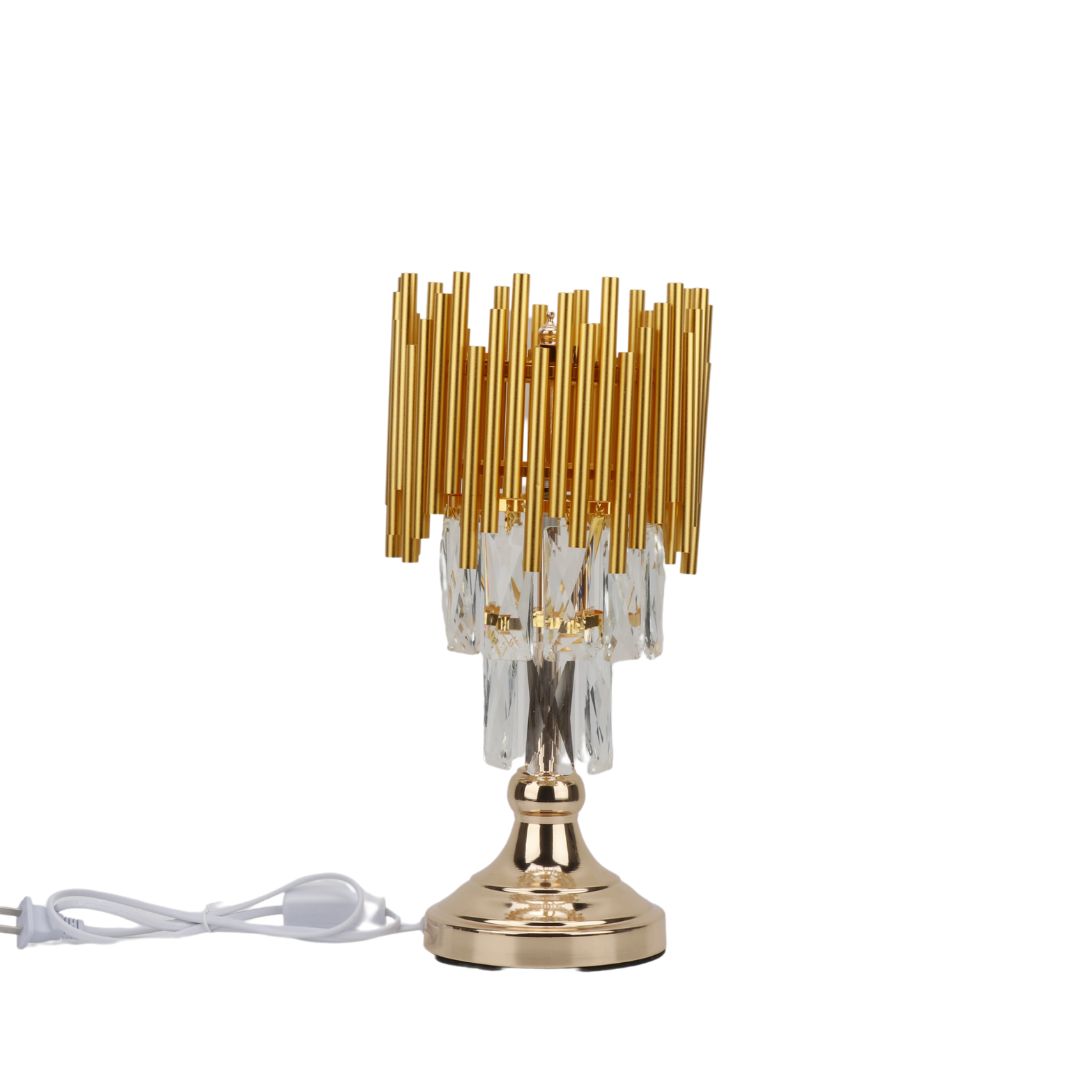 lampara en metal y vidrio dorada 39 x 19 cms ref: US0322-87