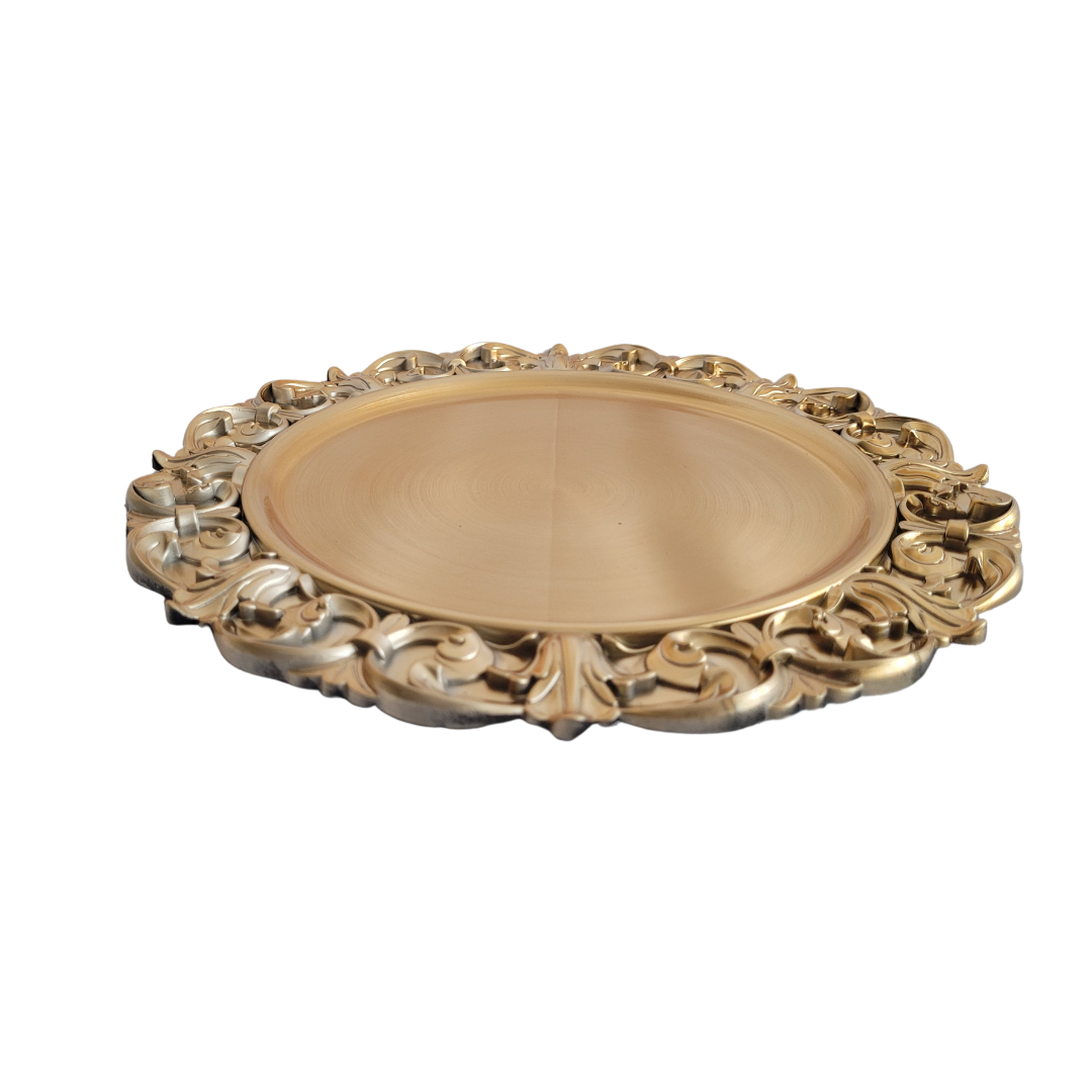 Plato Decorativo de Pasta de 35 cm color dorado, Elegancia y Versatilidad en tu Hogar ref: US0323-09